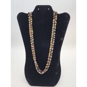 Vintage Bronze/Gray Mini Metal Circles Necklace 50" Wear Multiple Ways Simple